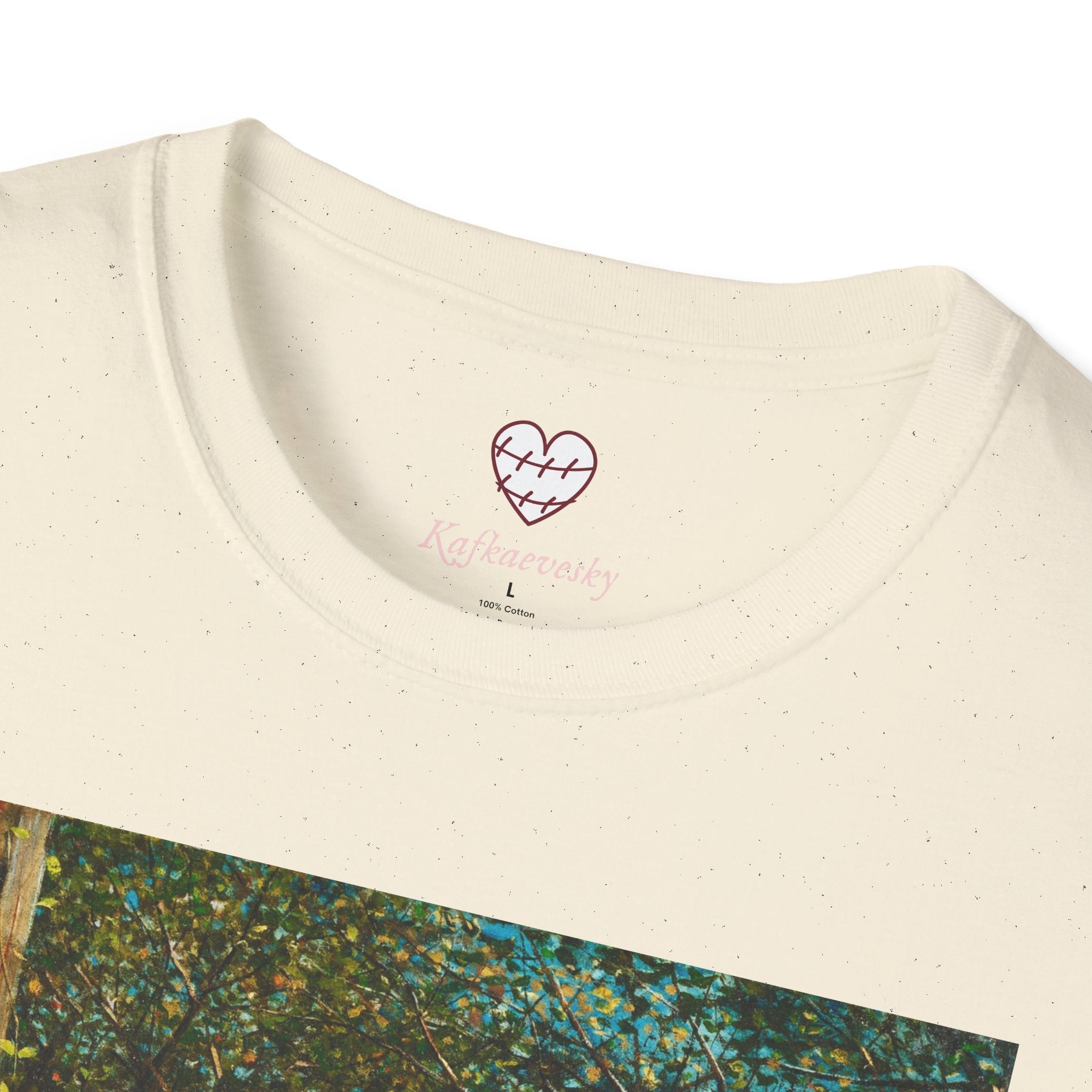 Art Nouveau Garden Print T‑Shirt — Woman in White Vintage Painting Tee
