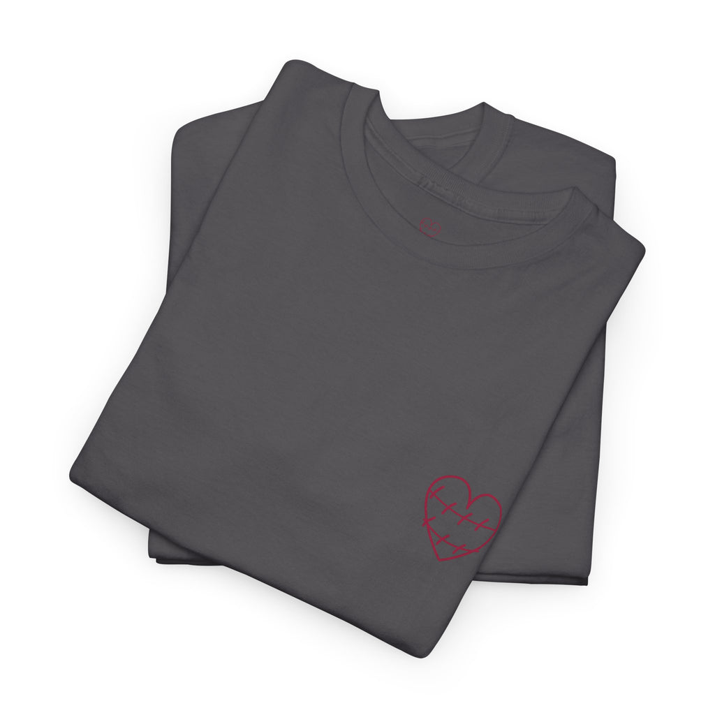 Heart Script Tee — 'Love Me Back Together' Minimalist Cotton T-Shirt