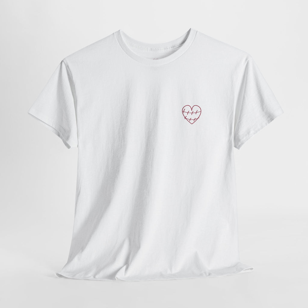 Heart Script Tee — 'Love Me Back Together' Minimalist Cotton T-Shirt