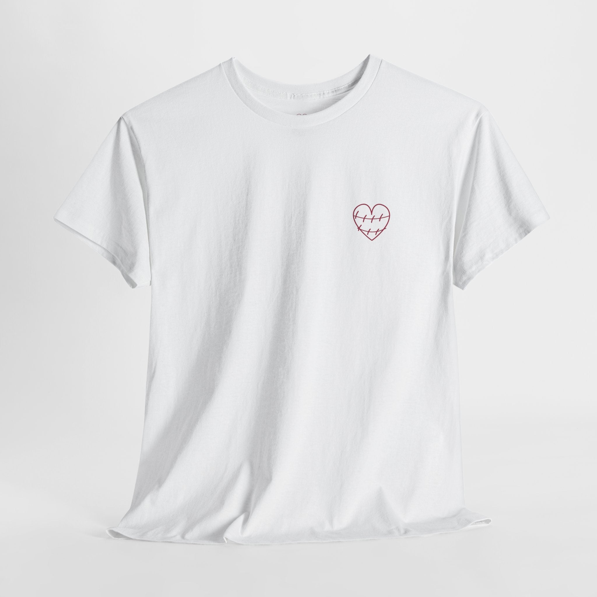 Heart Script Tee — 'Love Me Back Together' Minimalist Cotton T-Shirt