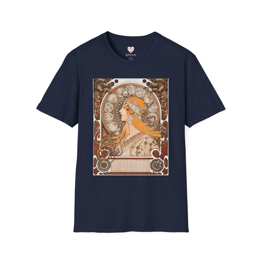 Art Nouveau Floral Goddess T-Shirt — Vintage Portrait Tee