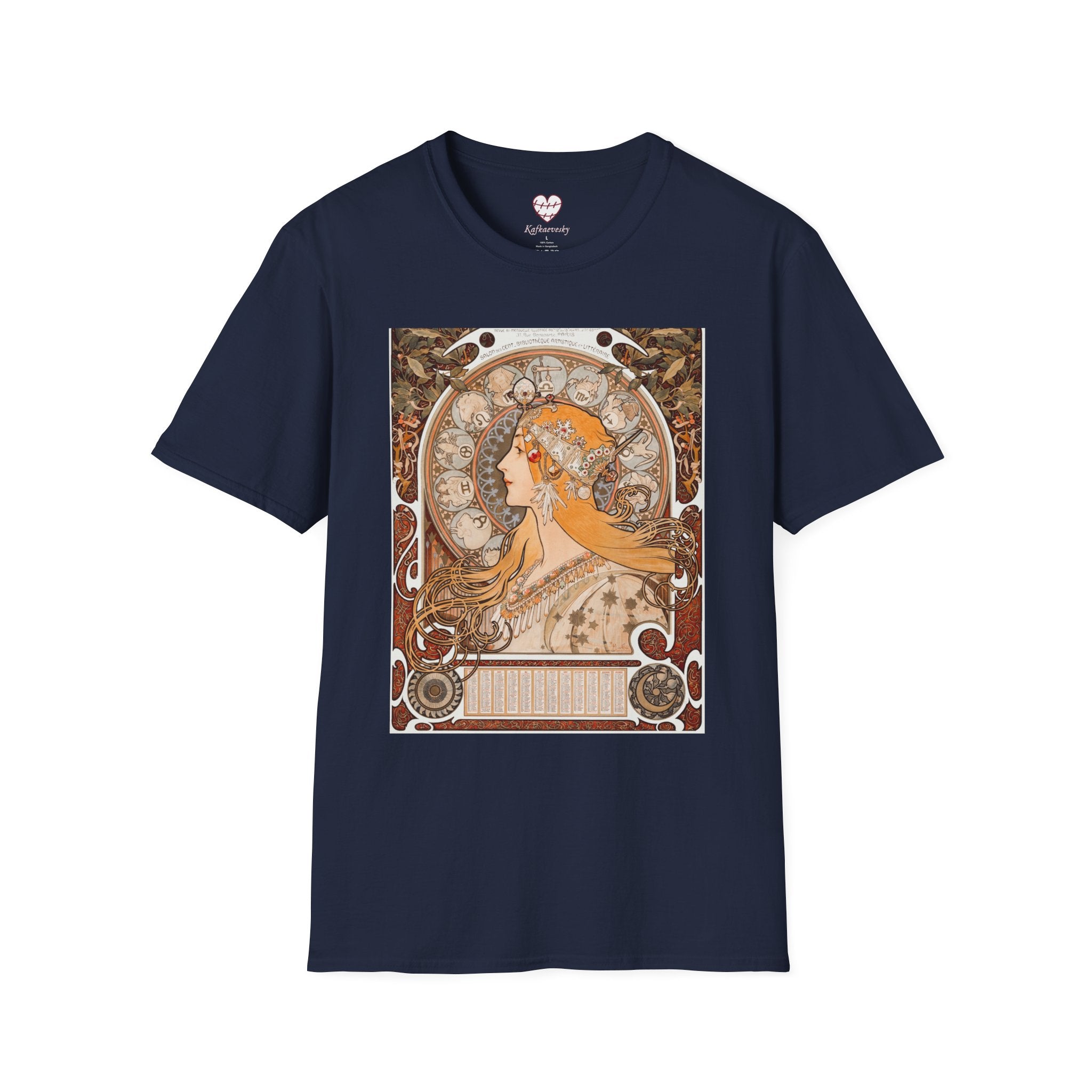 Art Nouveau Floral Goddess T-Shirt — Vintage Portrait Tee